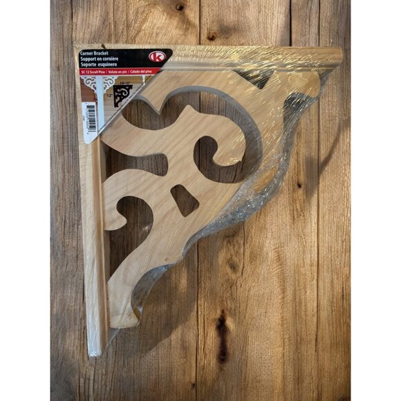Ornamental Corner Bracket Unfinished Wood Corbel 12"x10.5" New - Picture 1 of 7